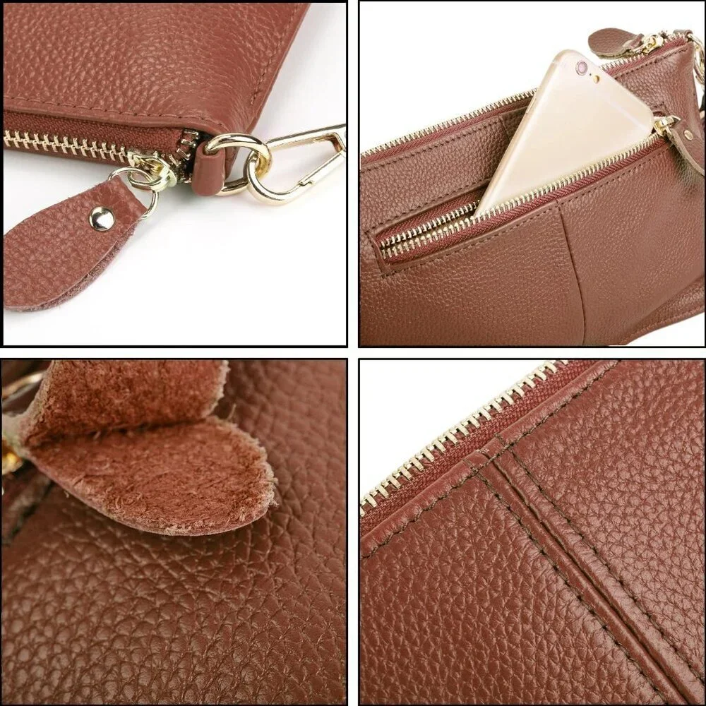 Genuine Leather Wristlet Purse Crossbody Wallet Cell Phone Clutch Women